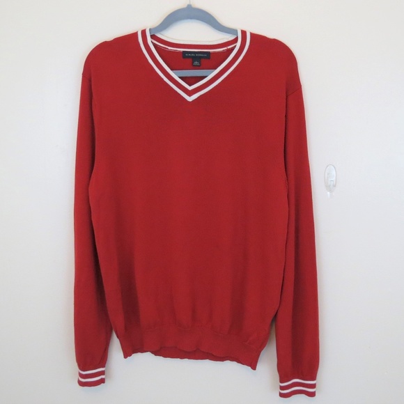 Banana Republic Other - Banana Republic Red & White Preppy V-Neck Sweater
